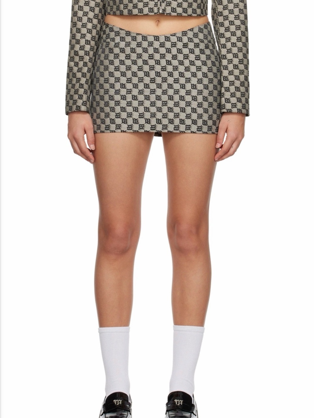 MISBHV Jacquard Low Rise Mini Skirt in Green size S